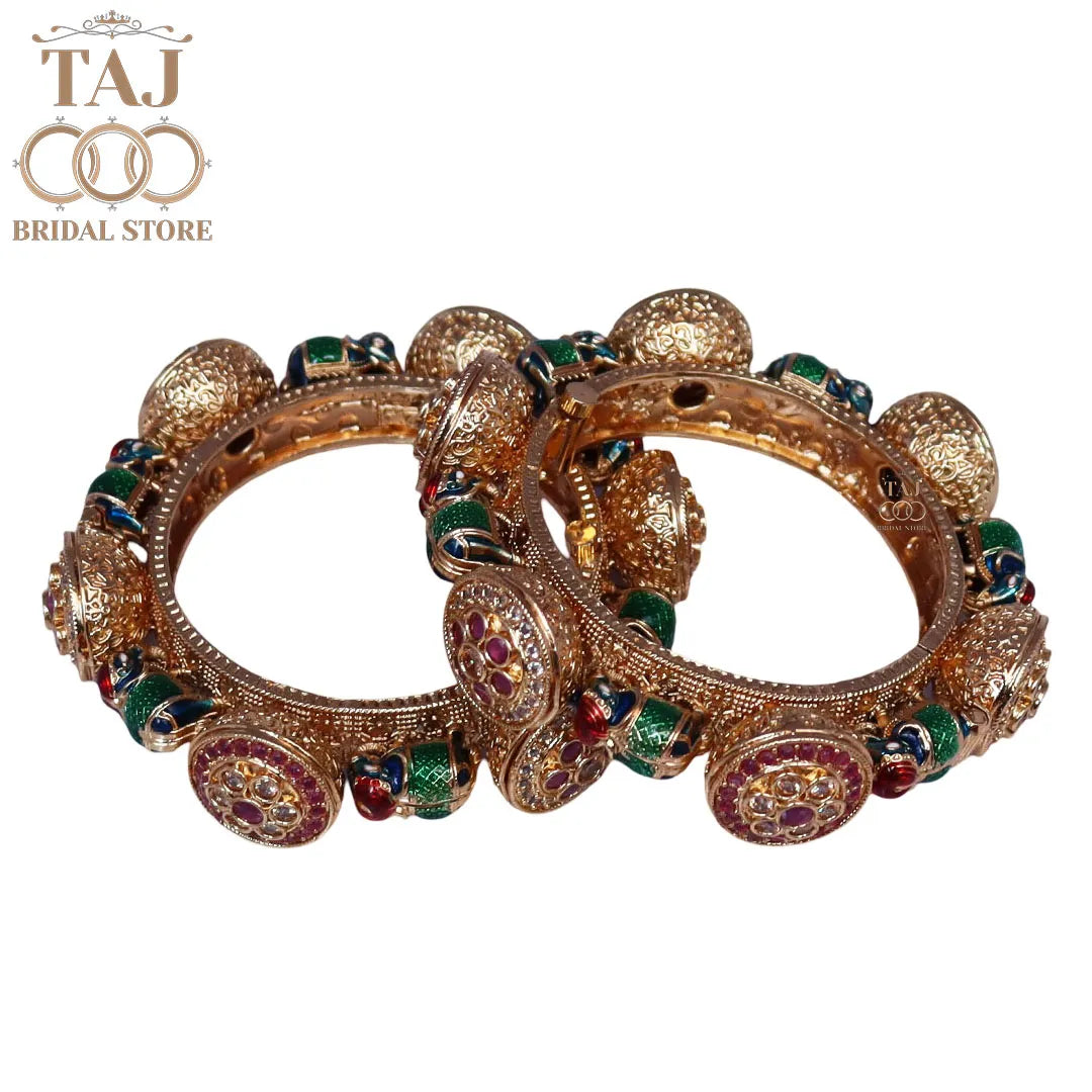 Luxurious Rajwadi Style Metal Bracelet in Traditional Elephant Motifs