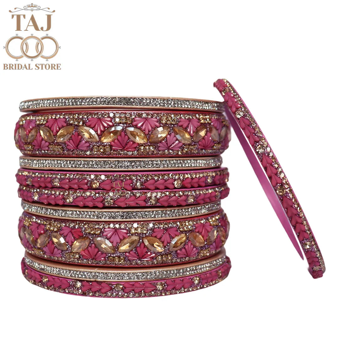 Women's Rajasthani Short Lac Bangles Set With Latest Kundan Design