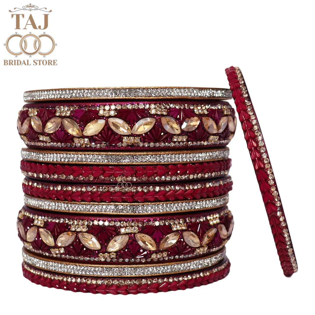 Women's Rajasthani Short Lac Bangles Set With Latest Kundan Design