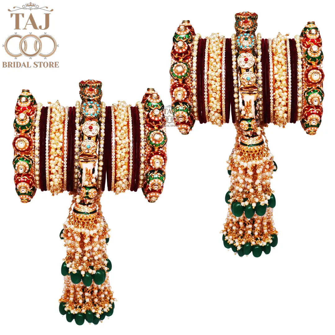 Luxurious Rajwadi Bangles Set with Beautiful Heavy Bangadi