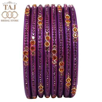 Designer Short Lac Bangles For Women With Latest Rhinestones Design