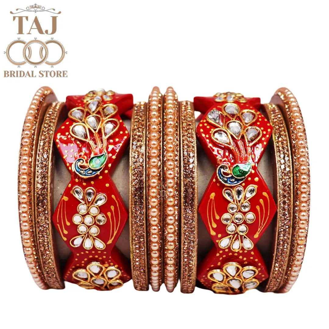Premium Designer Lac Bangles Set with Latest Peacock Design