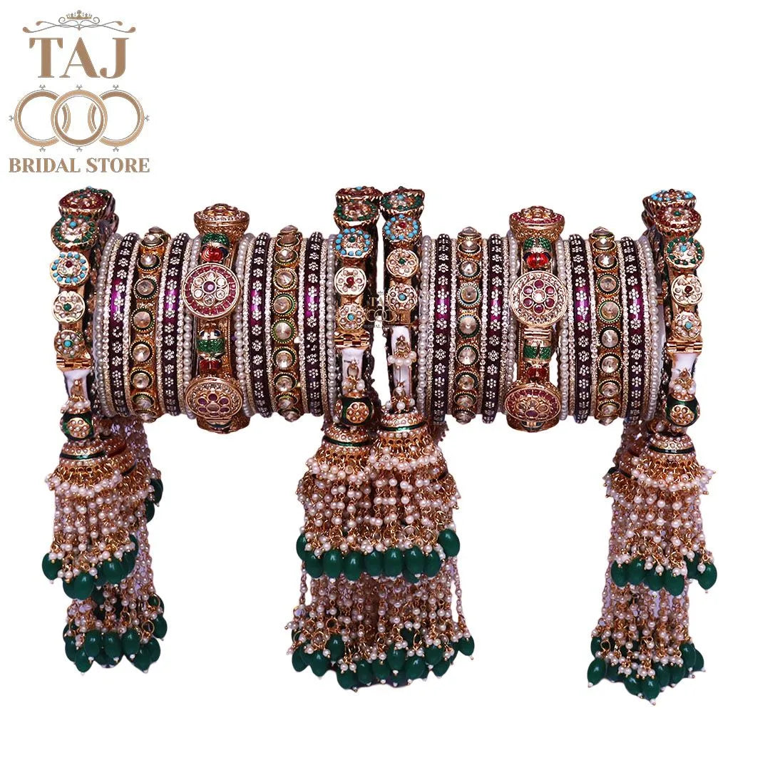 Luxurious Rajwadi Wedding Bangles Set in Beautiful Traditional Design