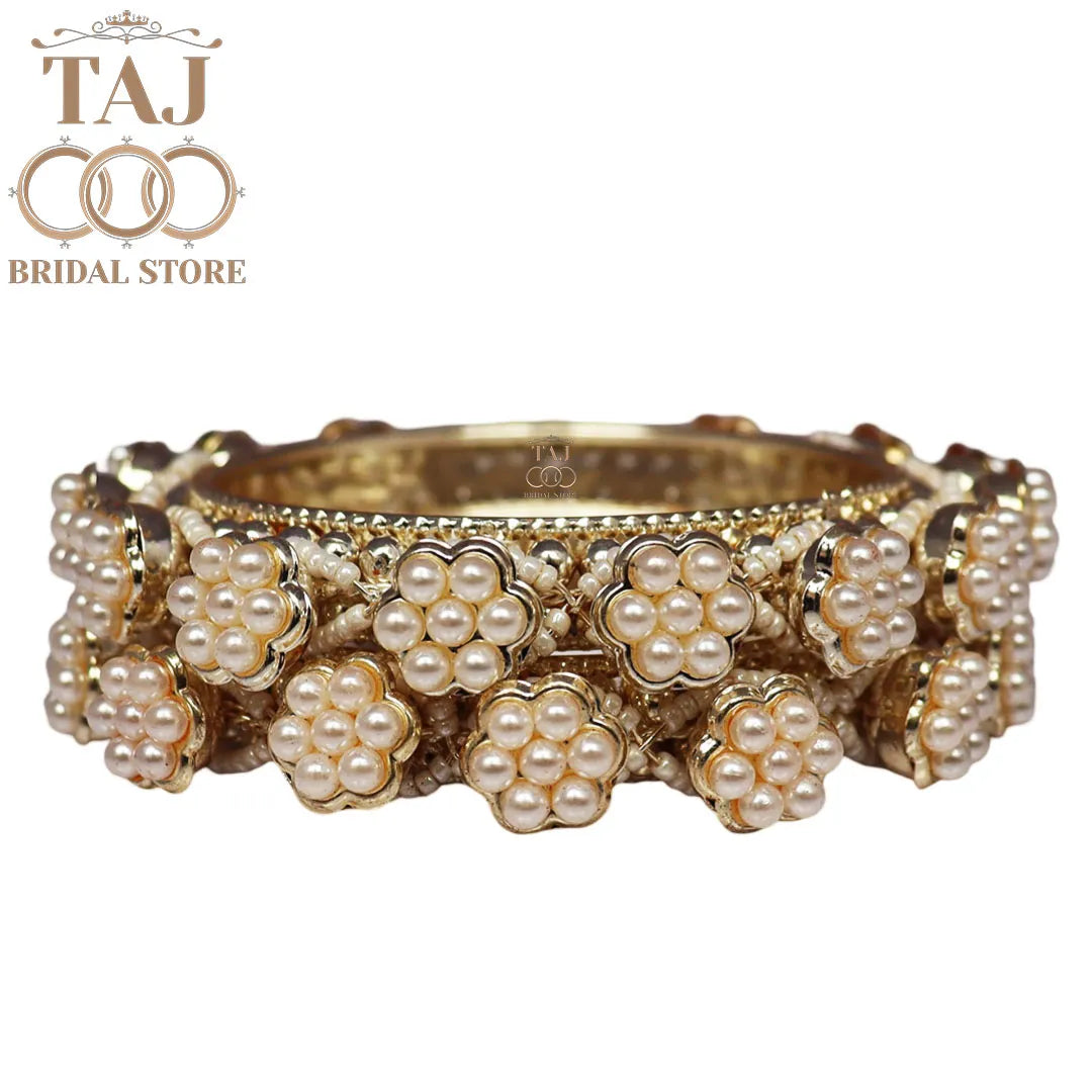 Elegant Pearl Design Kada Bangles (Set of 2)