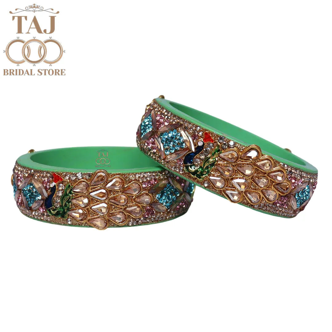Premium Jaipuri Lac Kada Bangles Set with Latest Peacock Design