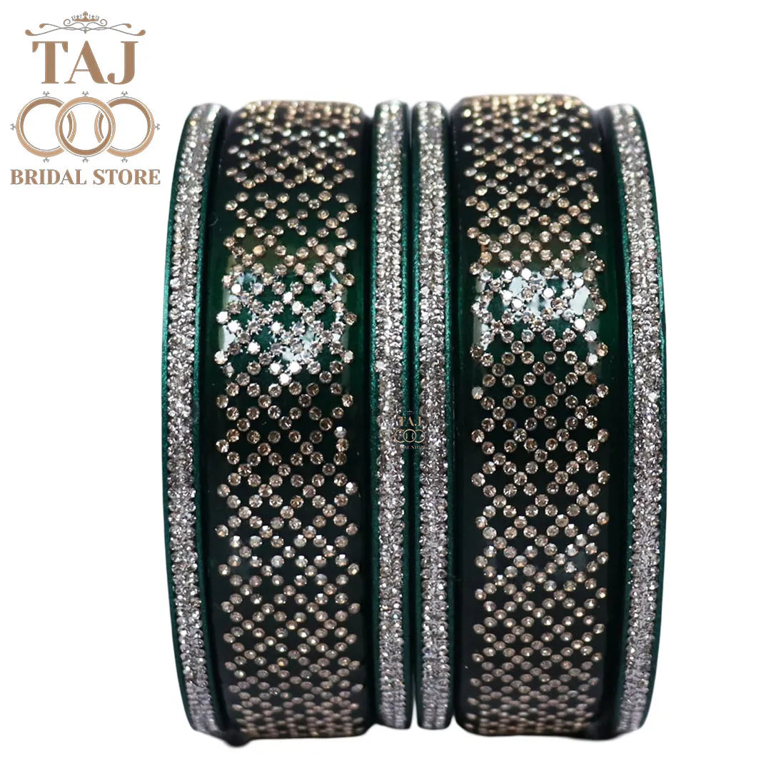 Premium Jaipuri Short Lac Bangles Set with Best Rhinestones Design