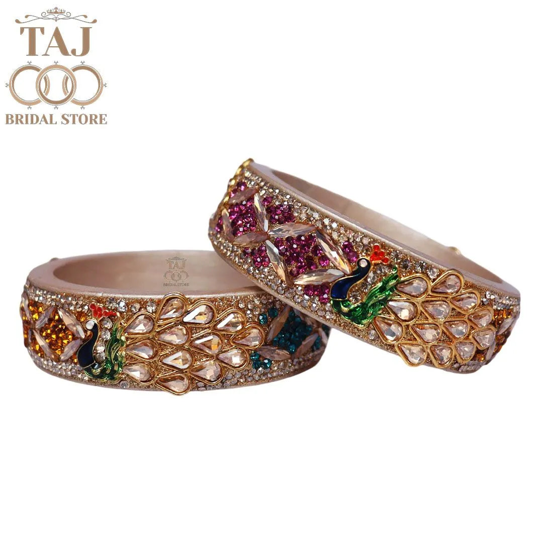 Premium Jaipuri Lac Kada Bangles Set with Latest Peacock Design