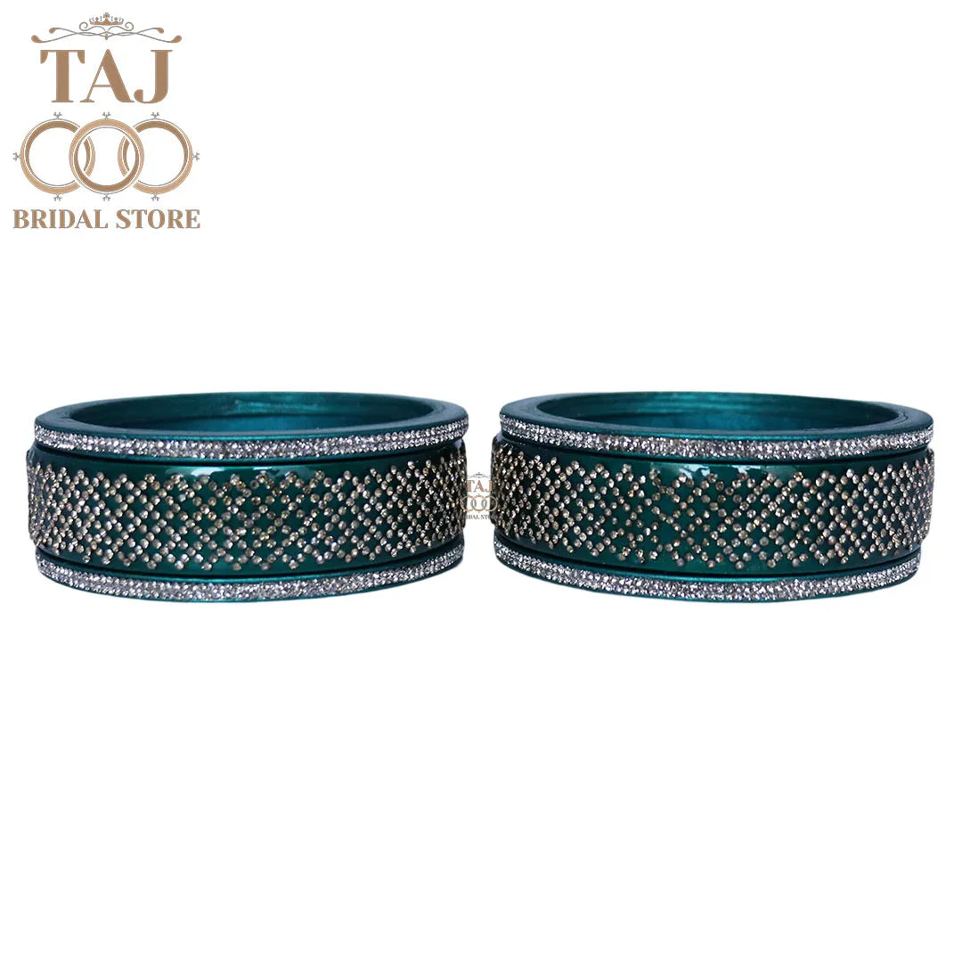 Premium Jaipuri Short Lac Bangles Set with Best Rhinestones Design