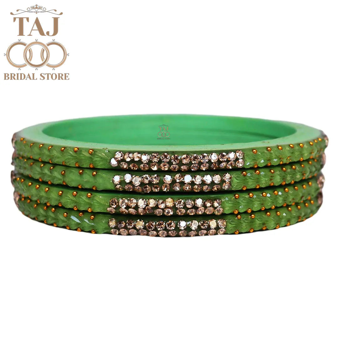 Rajasthani Lac Bangles With Beautiful Traditional Rhinestons Design
