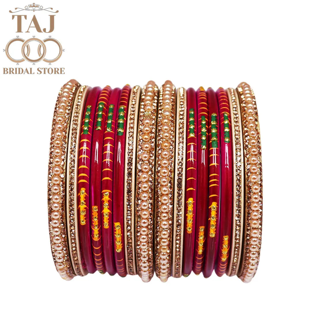 Diwali Special Short Lac Bangle Set with Beautiful Handpaint Design