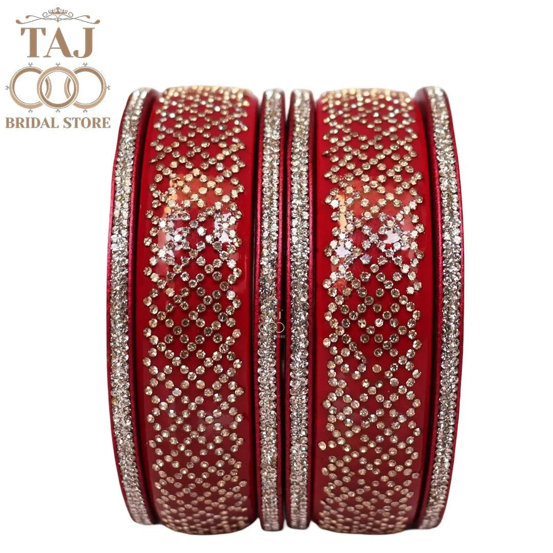 Premium Jaipuri Short Lac Bangles Set with Best Rhinestones Design
