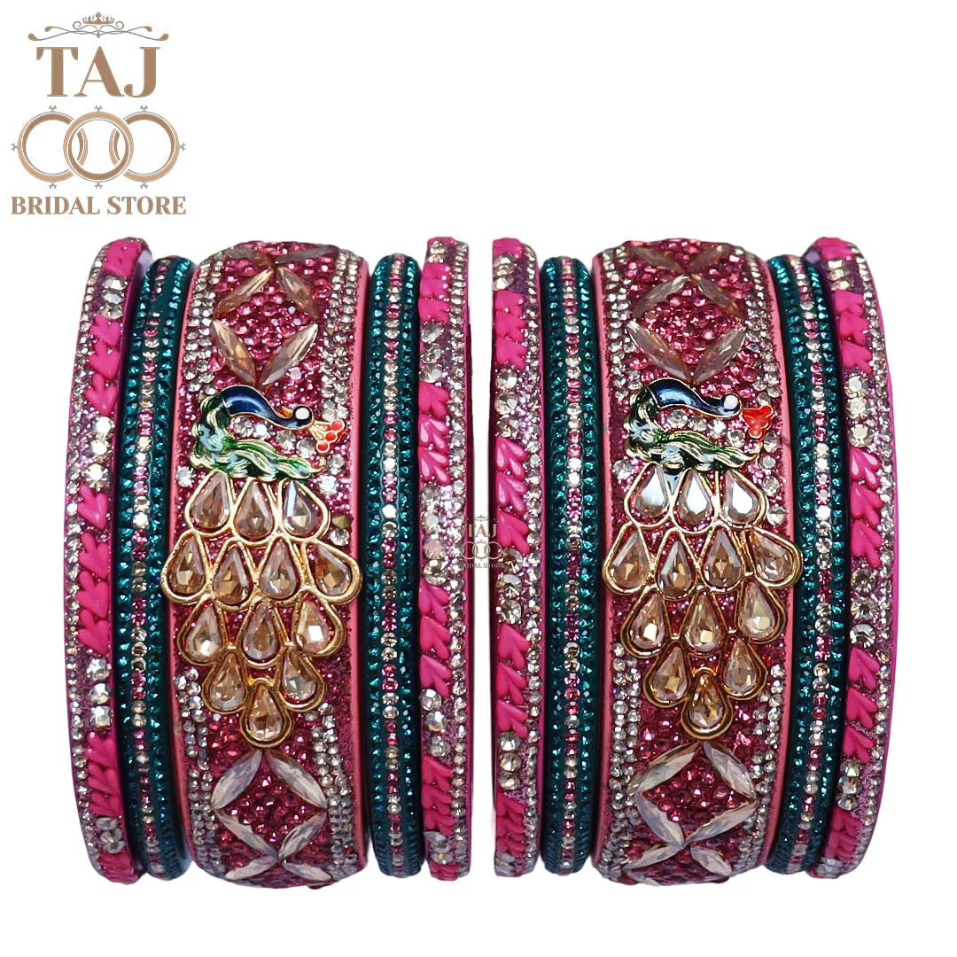 Luxurious Rajasthani Short Lac Bangles Set with Latest Peacock Design
