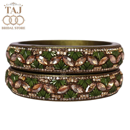 Jaipuri Stylish Lac Kada Bangles in Latest Kundan Rhinestones Design