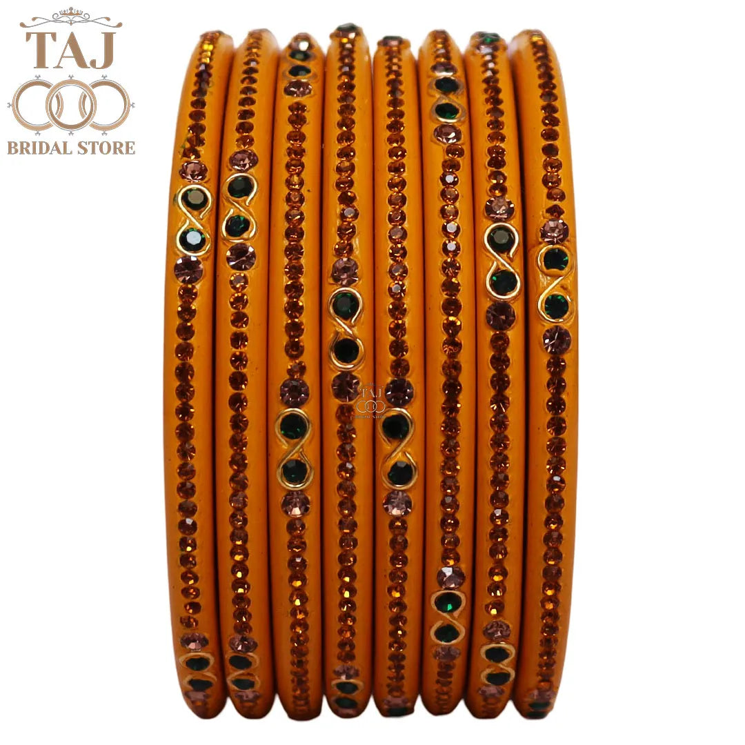 Designer Short Lac Bangles For Women With Latest Rhinestones Design
