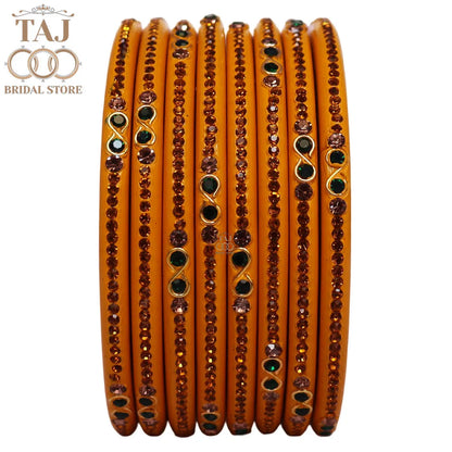 Designer Short Lac Bangles For Women With Latest Rhinestones Design