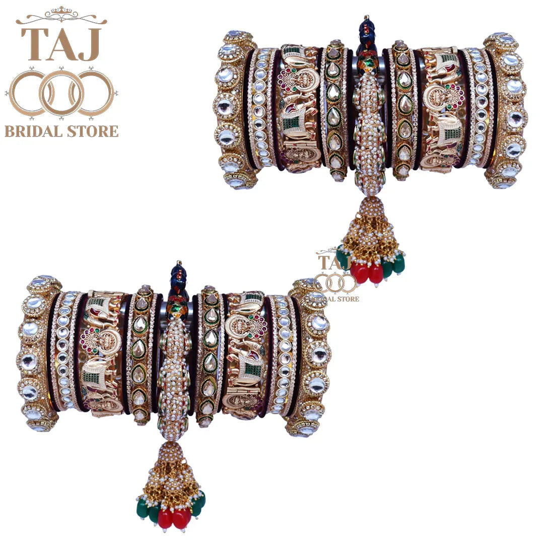 Royal Rajasthani Chuda Set With Beautiful Latest Peacock and Jhoomer Design