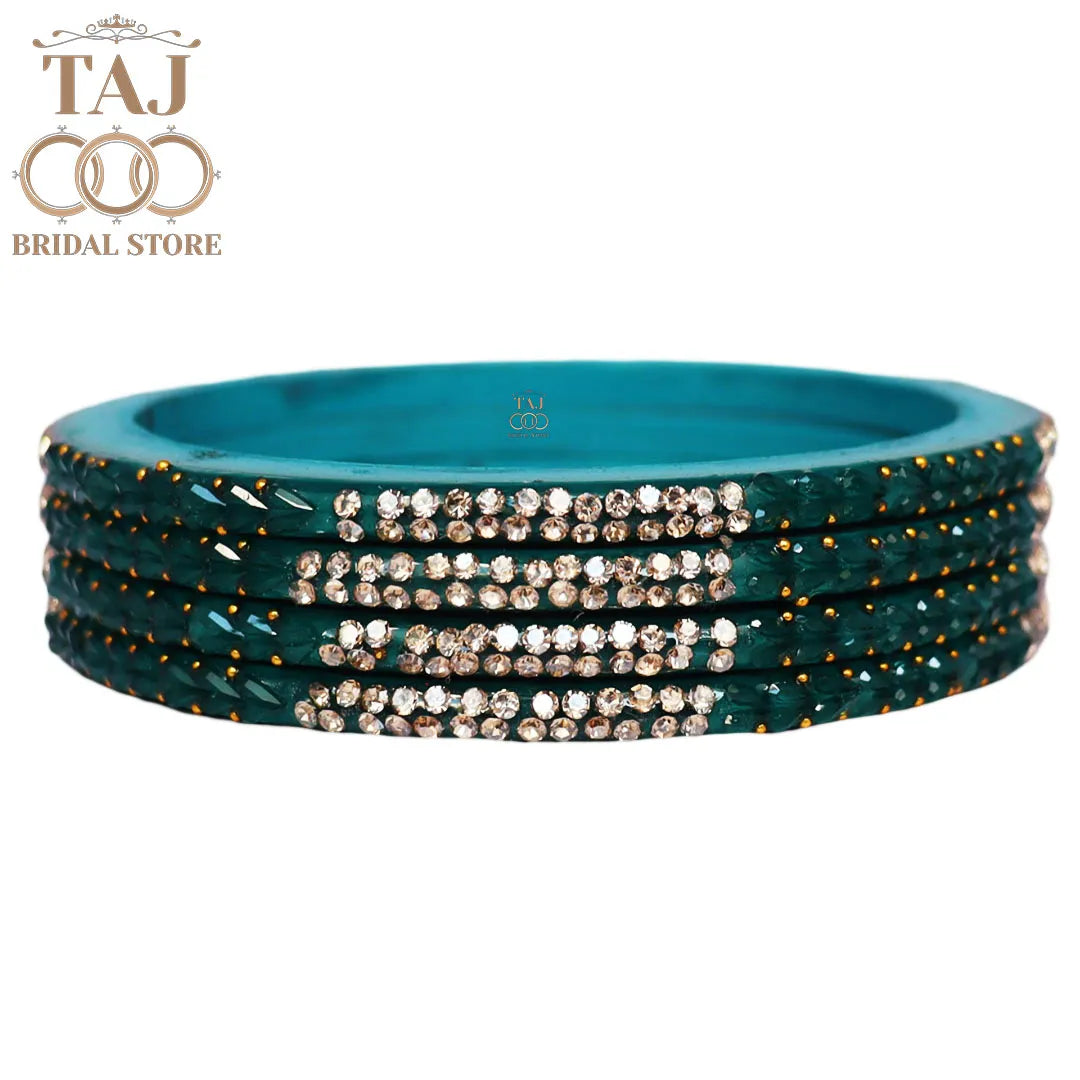 Rajasthani Lac Bangles With Beautiful Traditional Rhinestons Design