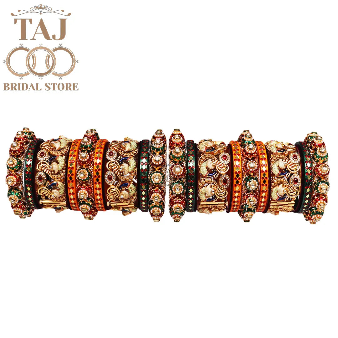 Traditional Rajwadi Bangles with Peacock Motif