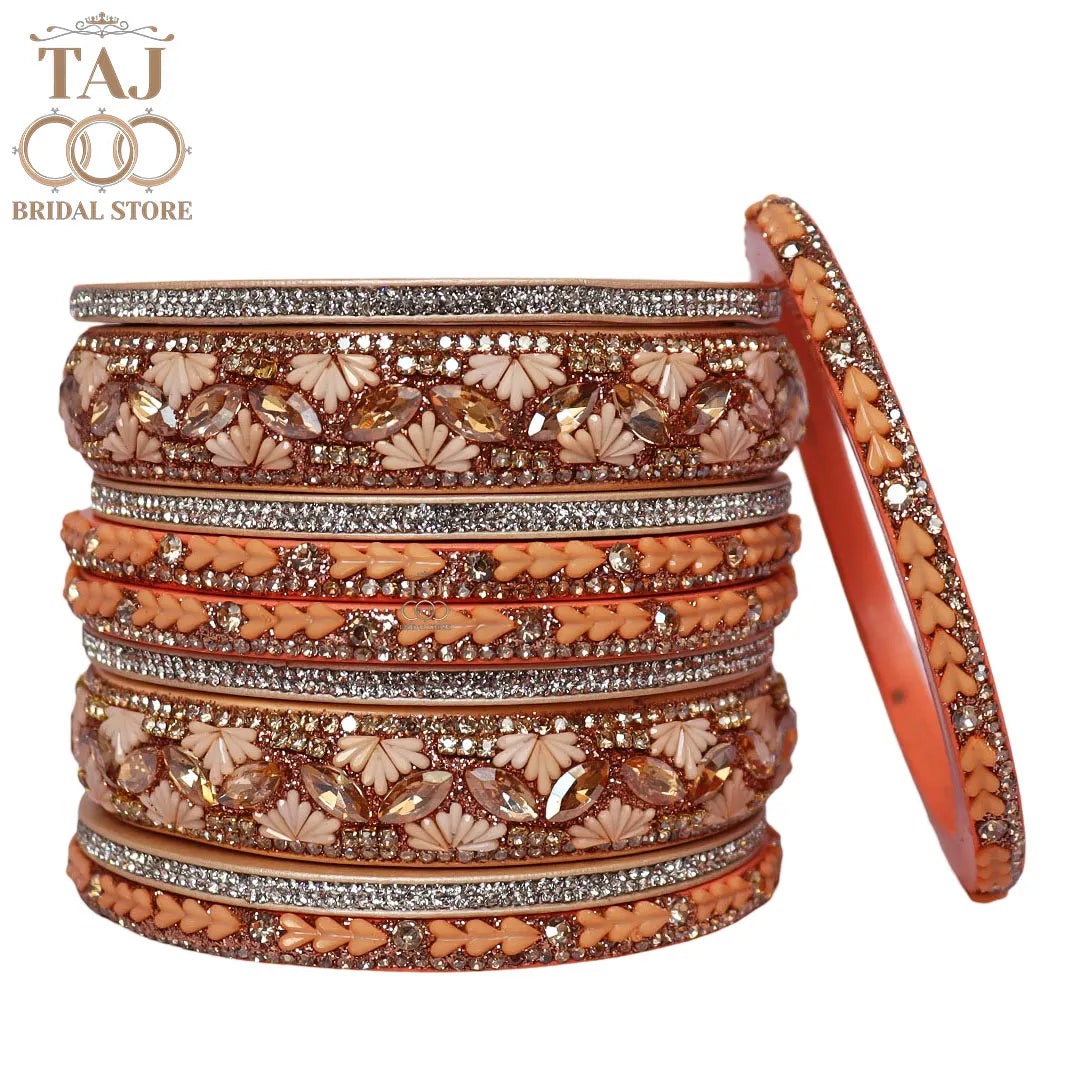 Women's Rajasthani Short Lac Bangles Set With Latest Kundan Design