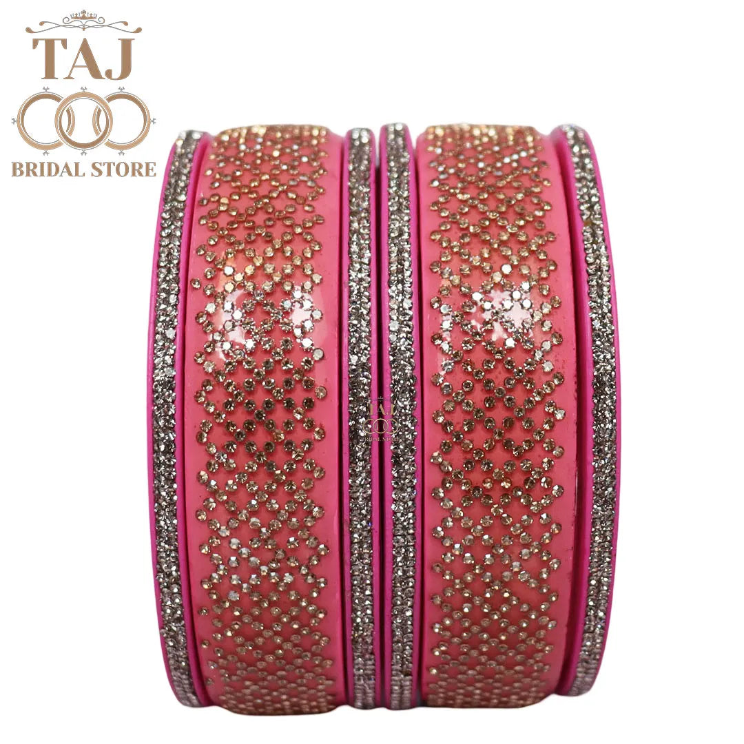 Premium Jaipuri Short Lac Bangles Set with Best Rhinestones Design