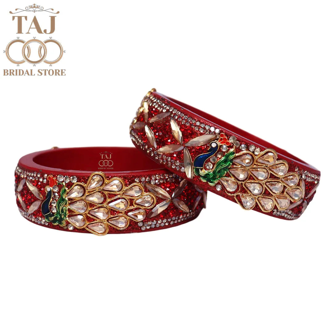 Premium Jaipuri Lac Kada Bangles Set with Latest Peacock Design
