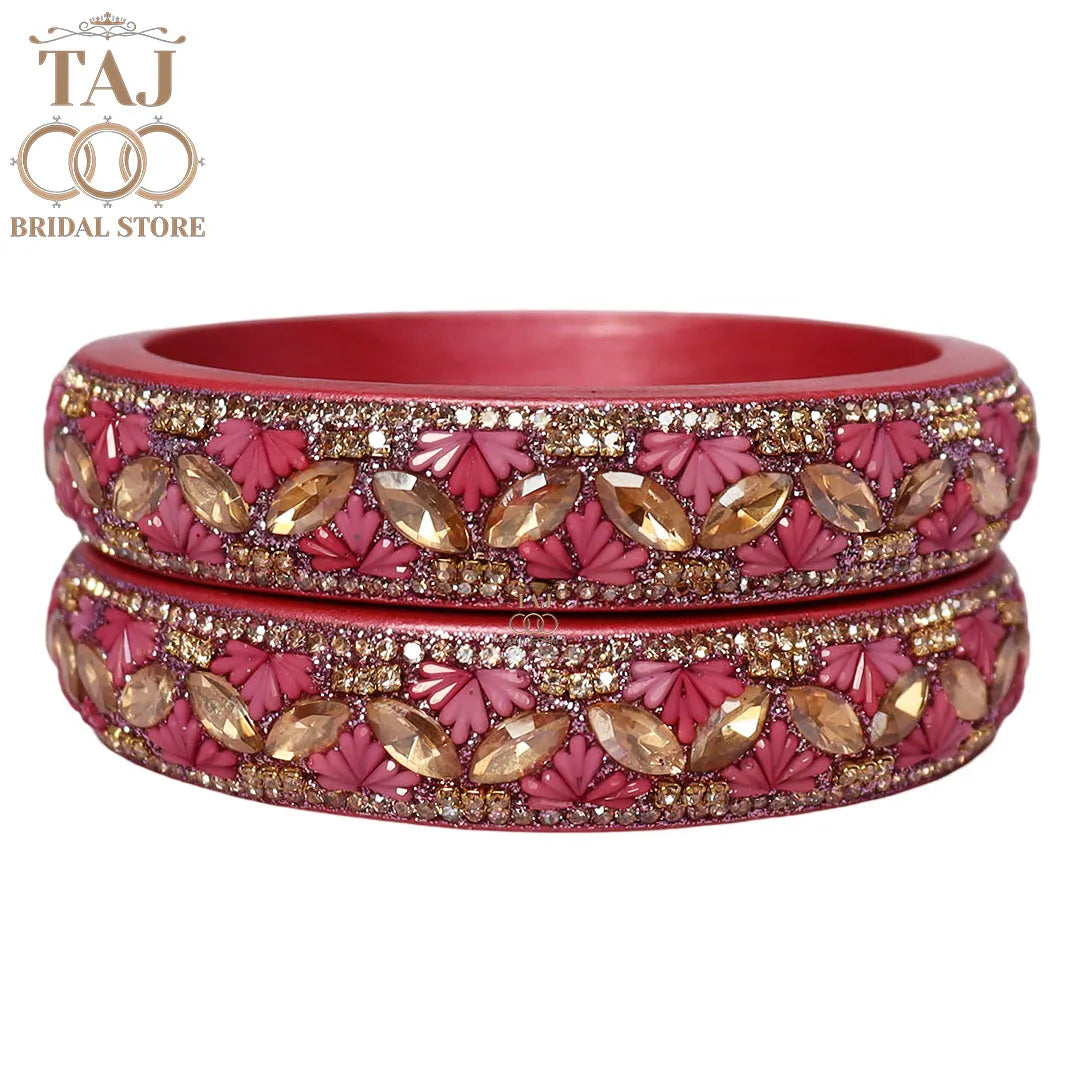 Jaipuri Stylish Lac Kada Bangles in Latest Kundan Rhinestones Design