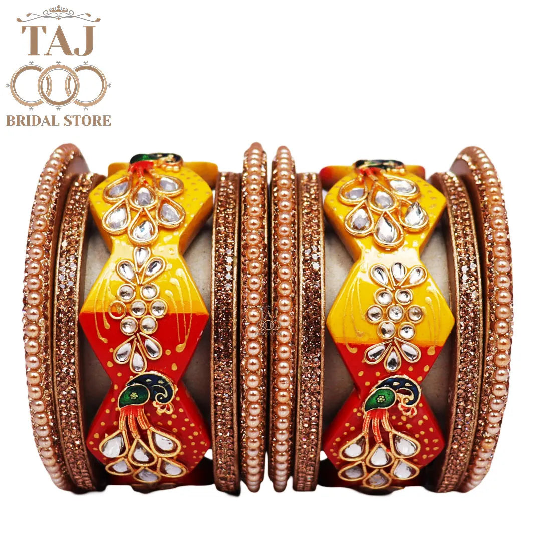 Premium Designer Lac Bangles Set with Latest Peacock Design