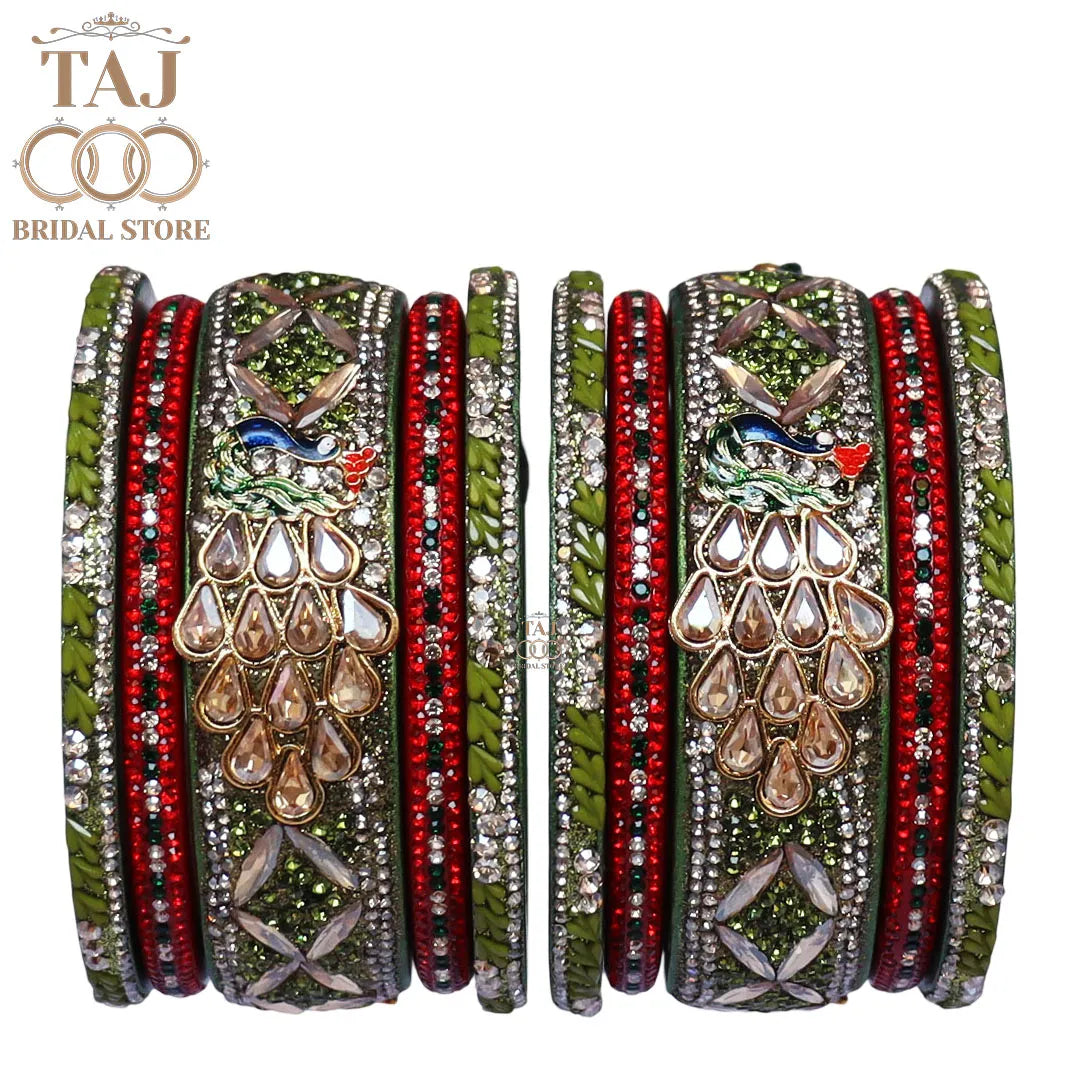 Luxurious Rajasthani Short Lac Bangles Set with Latest Peacock Design