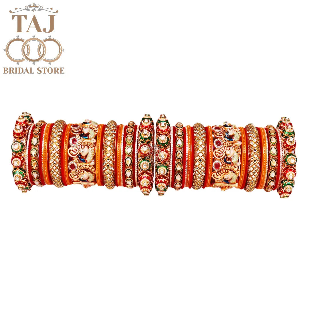 Premium Rajasthani Bridal Bangles Set with Beautiful Peacock Motifs
