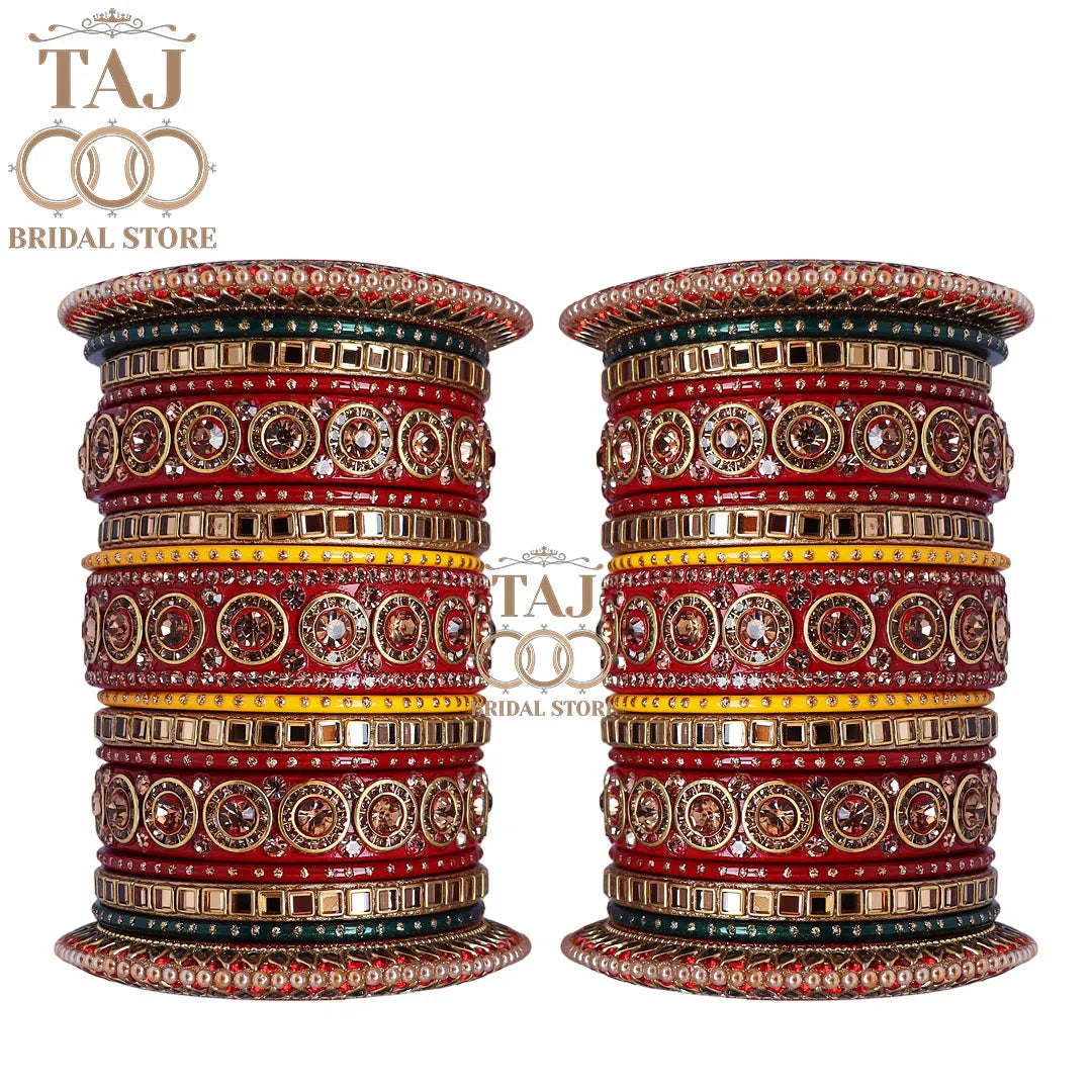 Traditional Rajasthani Lac Bangles Set With Beautiful Kundan Design