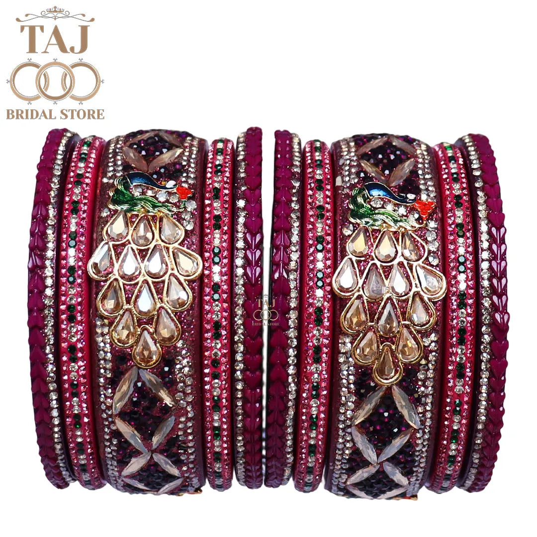 Luxurious Rajasthani Short Lac Bangles Set with Latest Peacock Design
