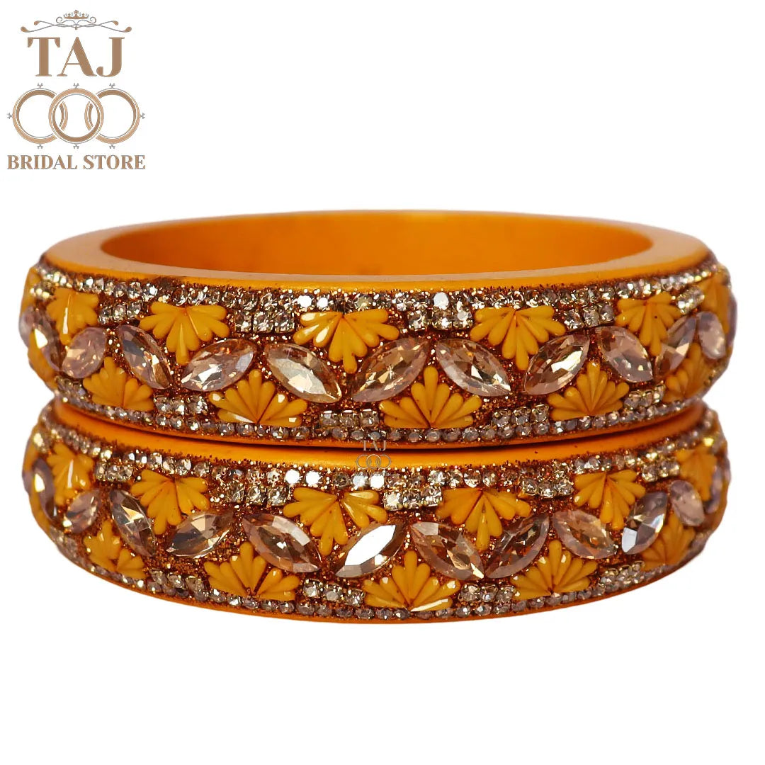 Jaipuri Stylish Lac Kada Bangles in Latest Kundan Rhinestones Design