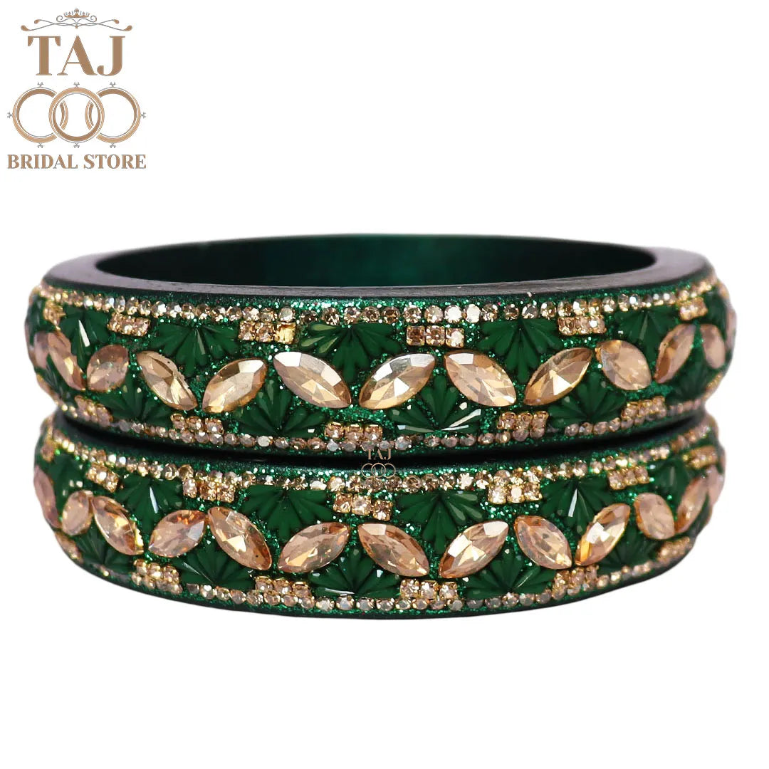 Jaipuri Stylish Lac Kada Bangles in Latest Kundan Rhinestones Design