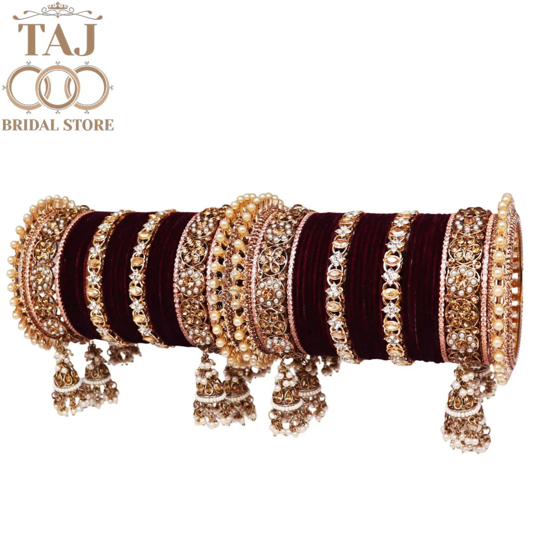 Rajwadi Wedding Bangles for Girls With Beautiful Jhoomer Design