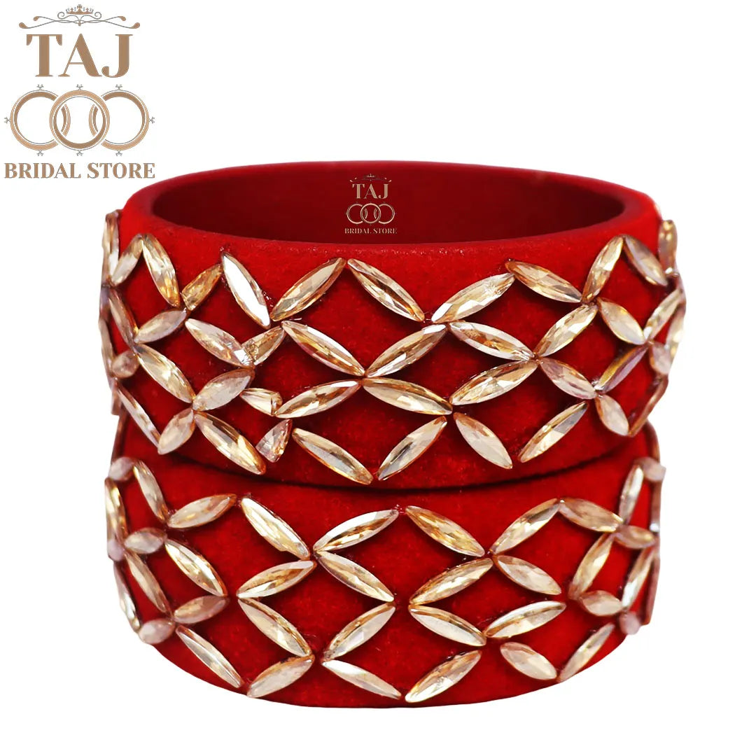 Rajasthani Traditional Lac Kada Set With New Kundan Design (Set Of 2)