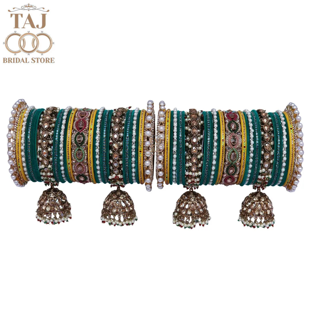 Luxurious Wedding Bangles Set With Best Kundan and Jhoomer Design