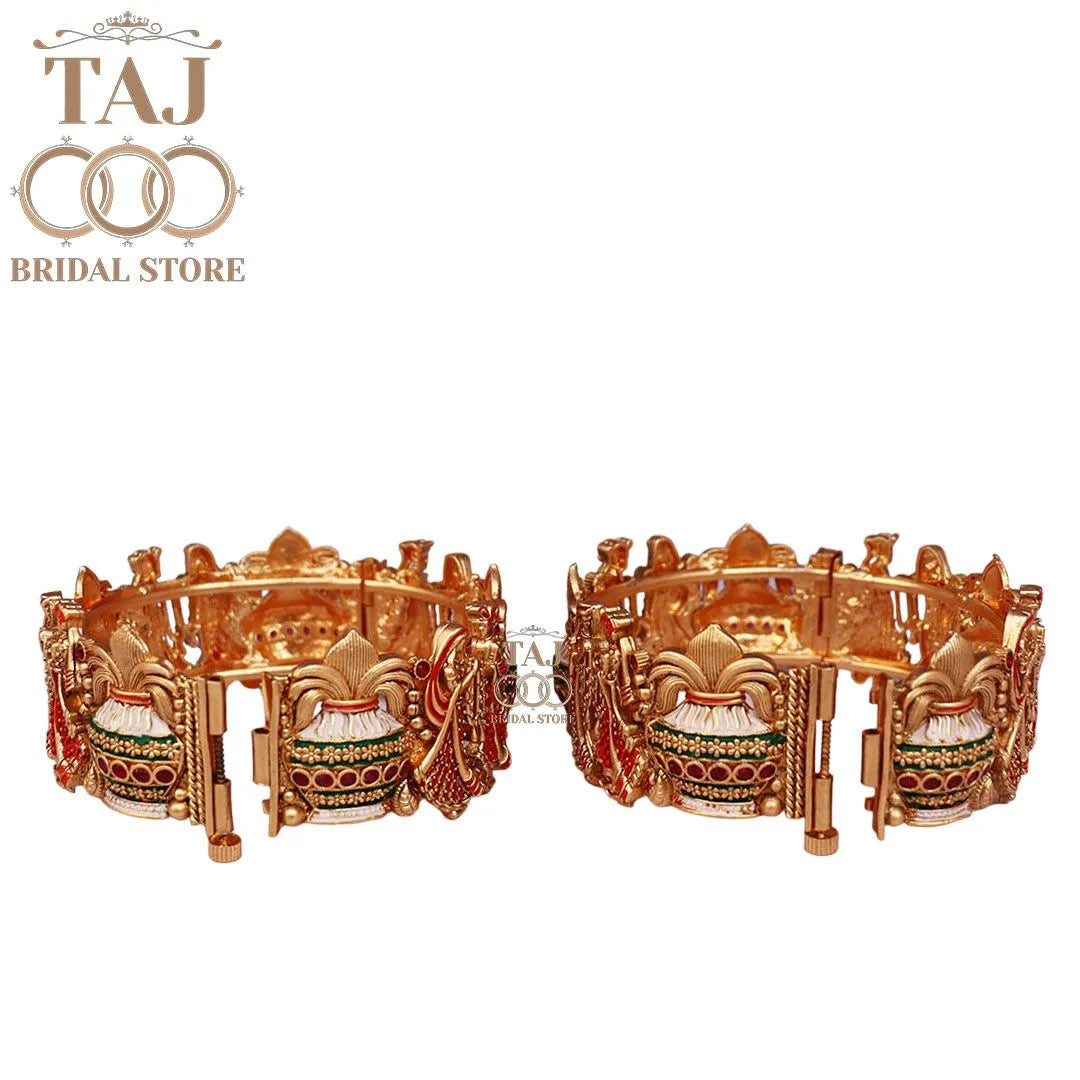 Rajwadi Metal Kada With Beautiful New Dulha Dulhan Design (Pack of 2)