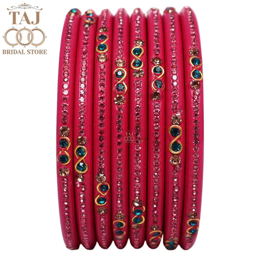 Designer Short Lac Bangles For Women With Latest Rhinestones Design