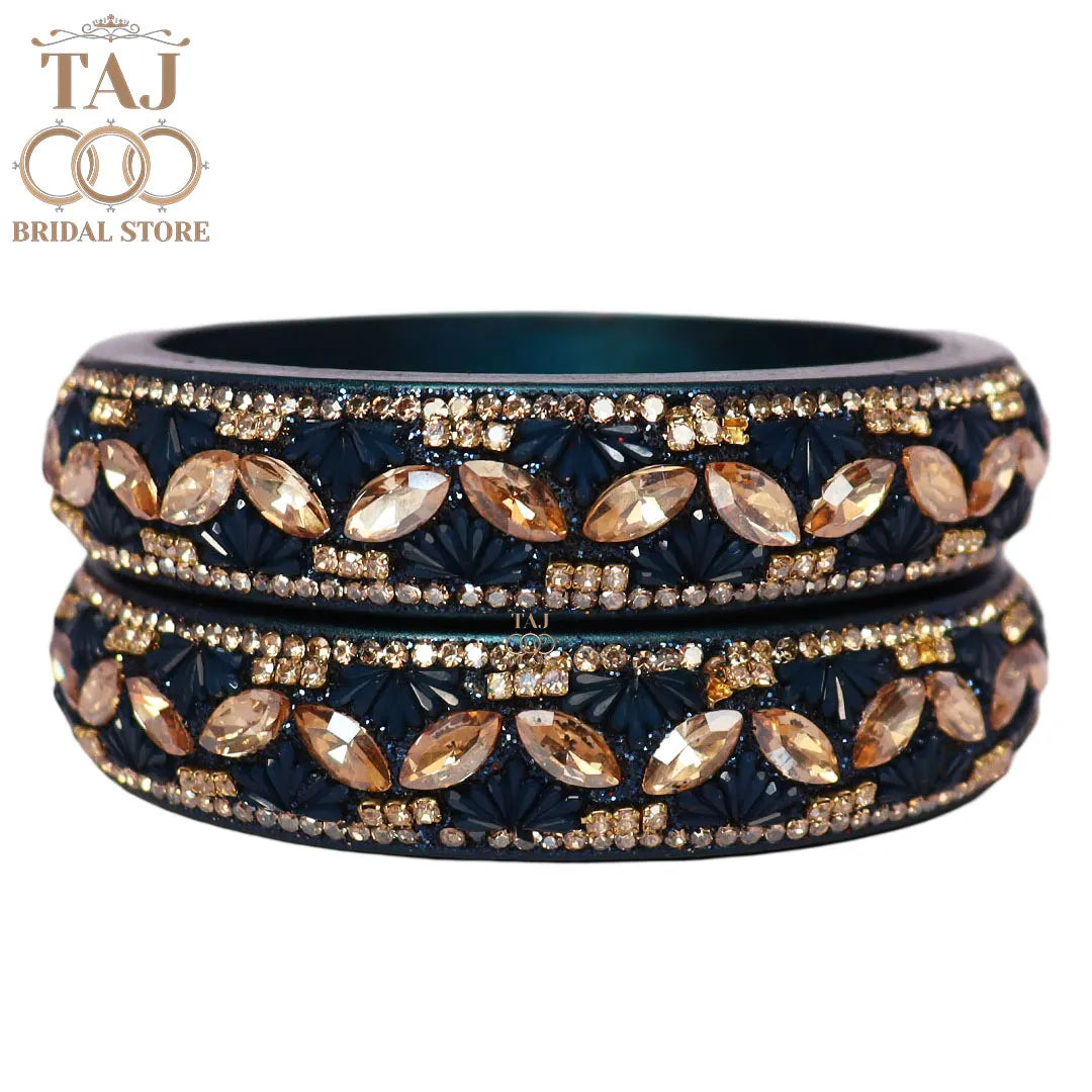 Jaipuri Stylish Lac Kada Bangles in Latest Kundan Rhinestones Design