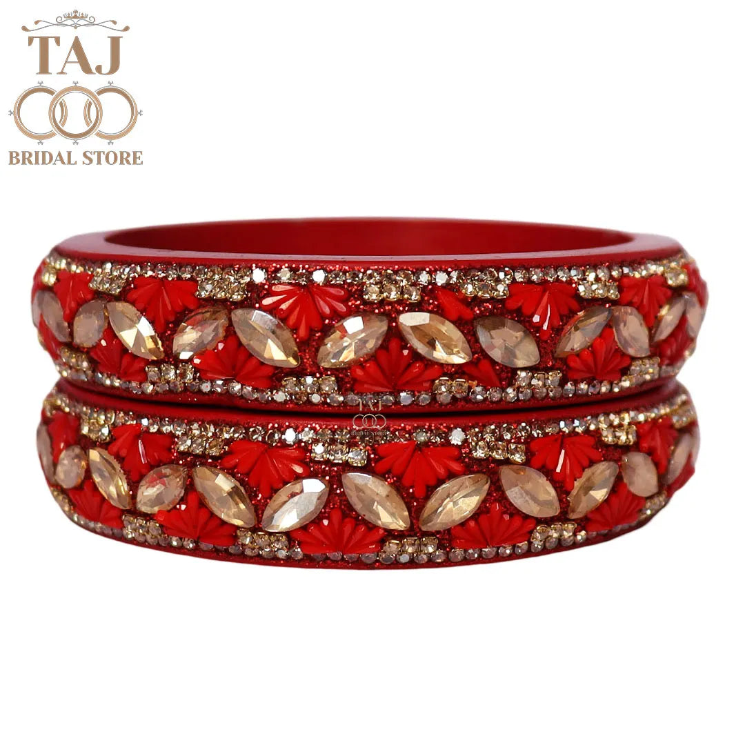 Jaipuri Stylish Lac Kada Bangles in Latest Kundan Rhinestones Design
