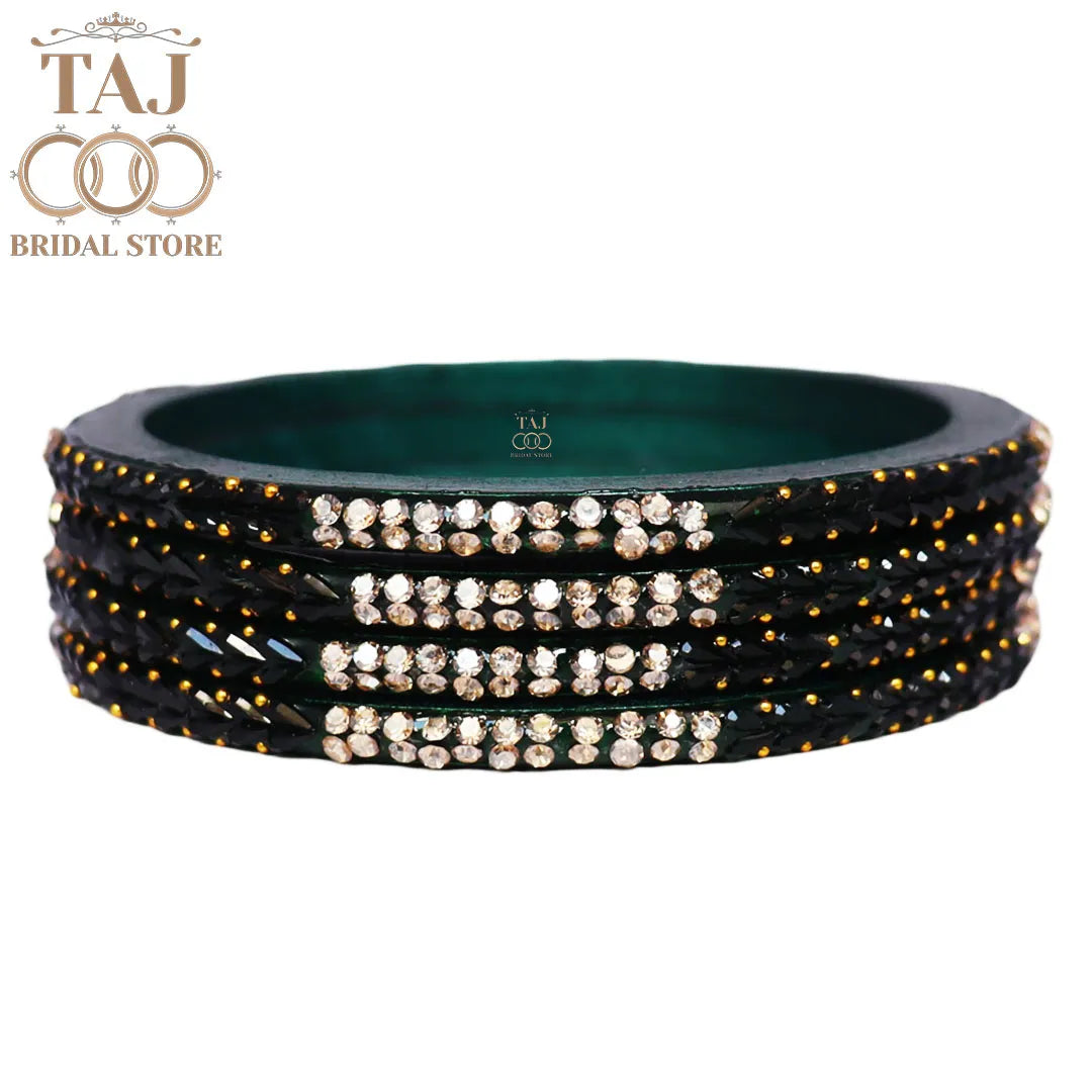Rajasthani Lac Bangles With Beautiful Traditional Rhinestons Design