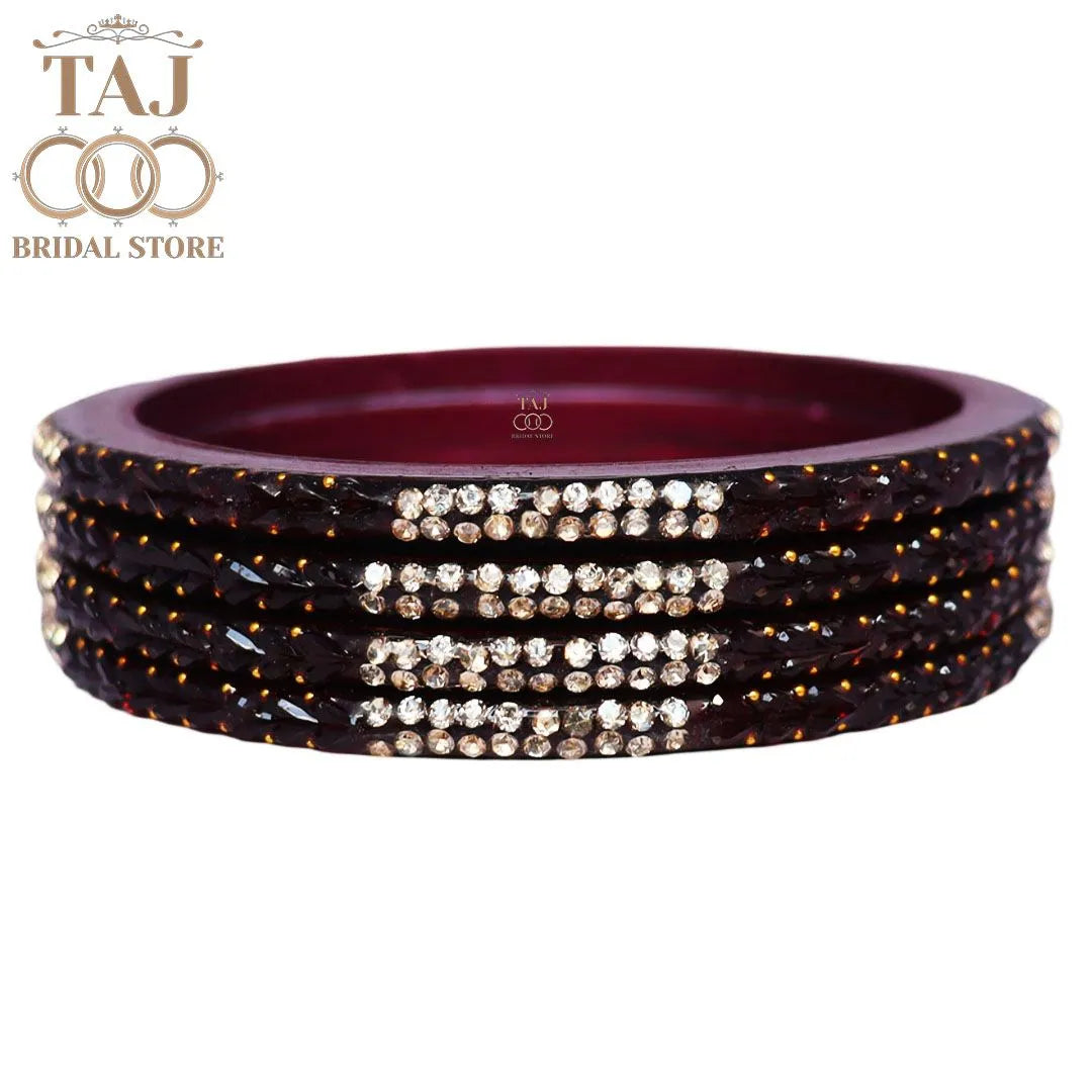 Rajasthani Lac Bangles With Beautiful Traditional Rhinestons Design