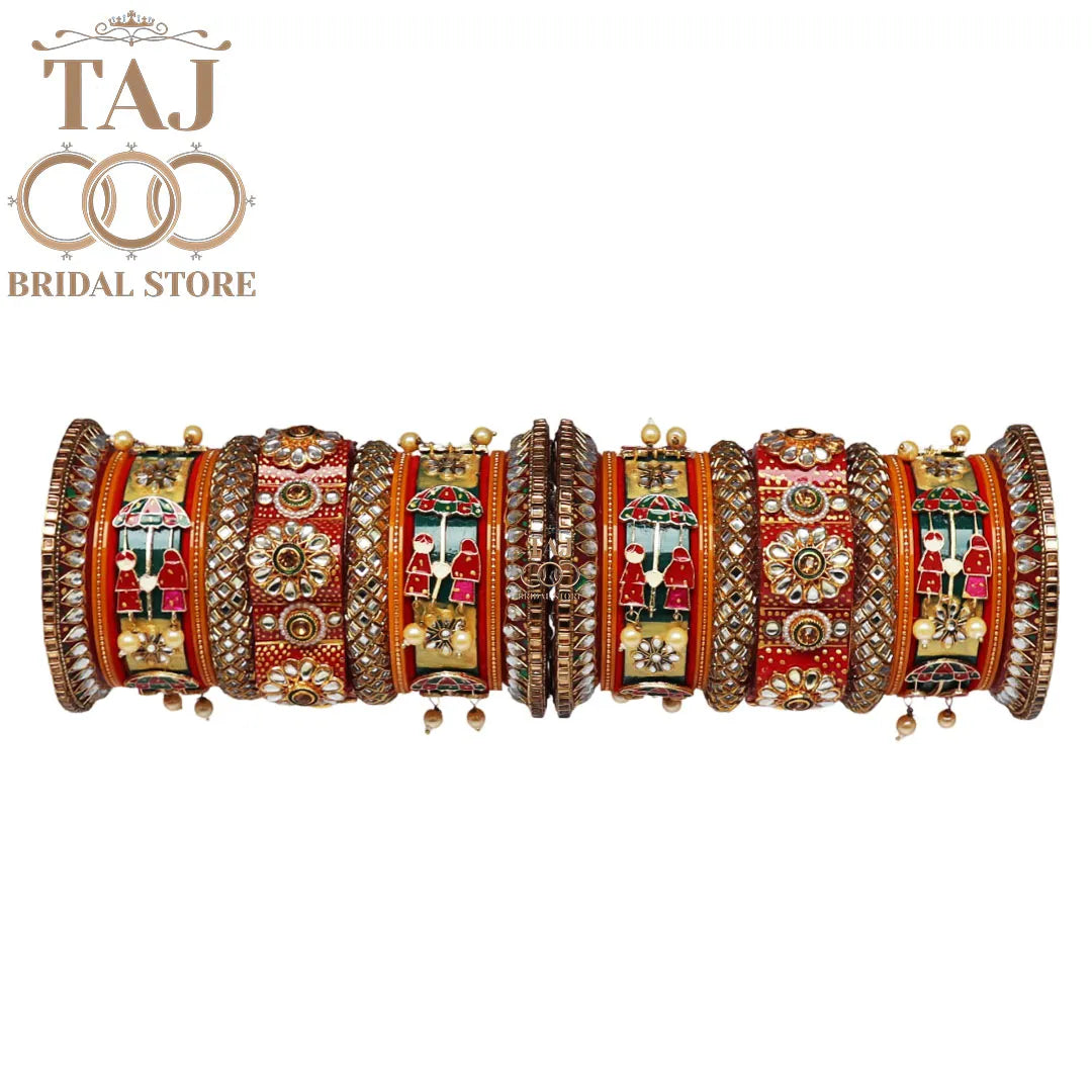 Rajwadi Bridal Chura Set with Umbrella Design