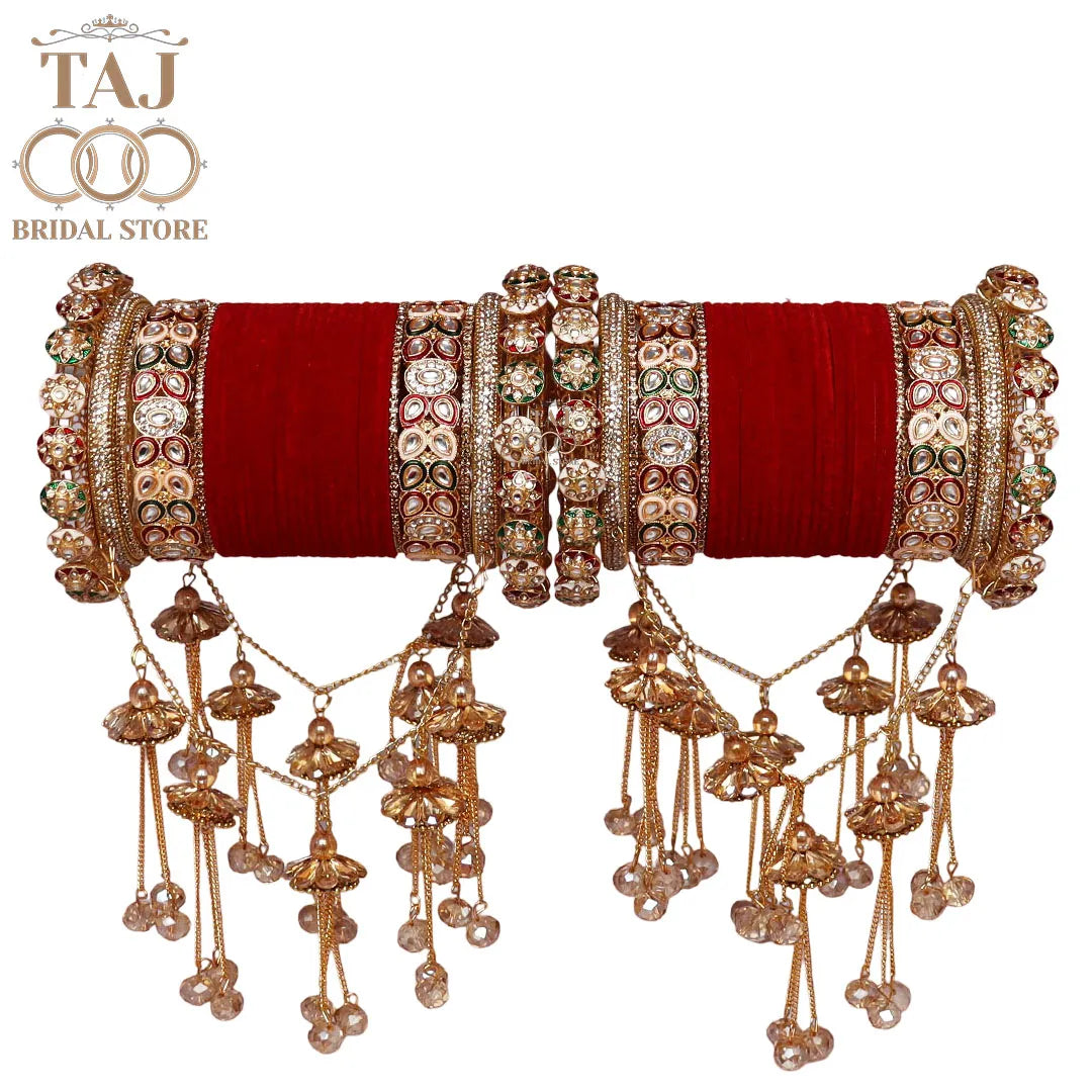 Luxurious Rajwadi Bridal Bangles Set With Latest Jhula Latkan Design