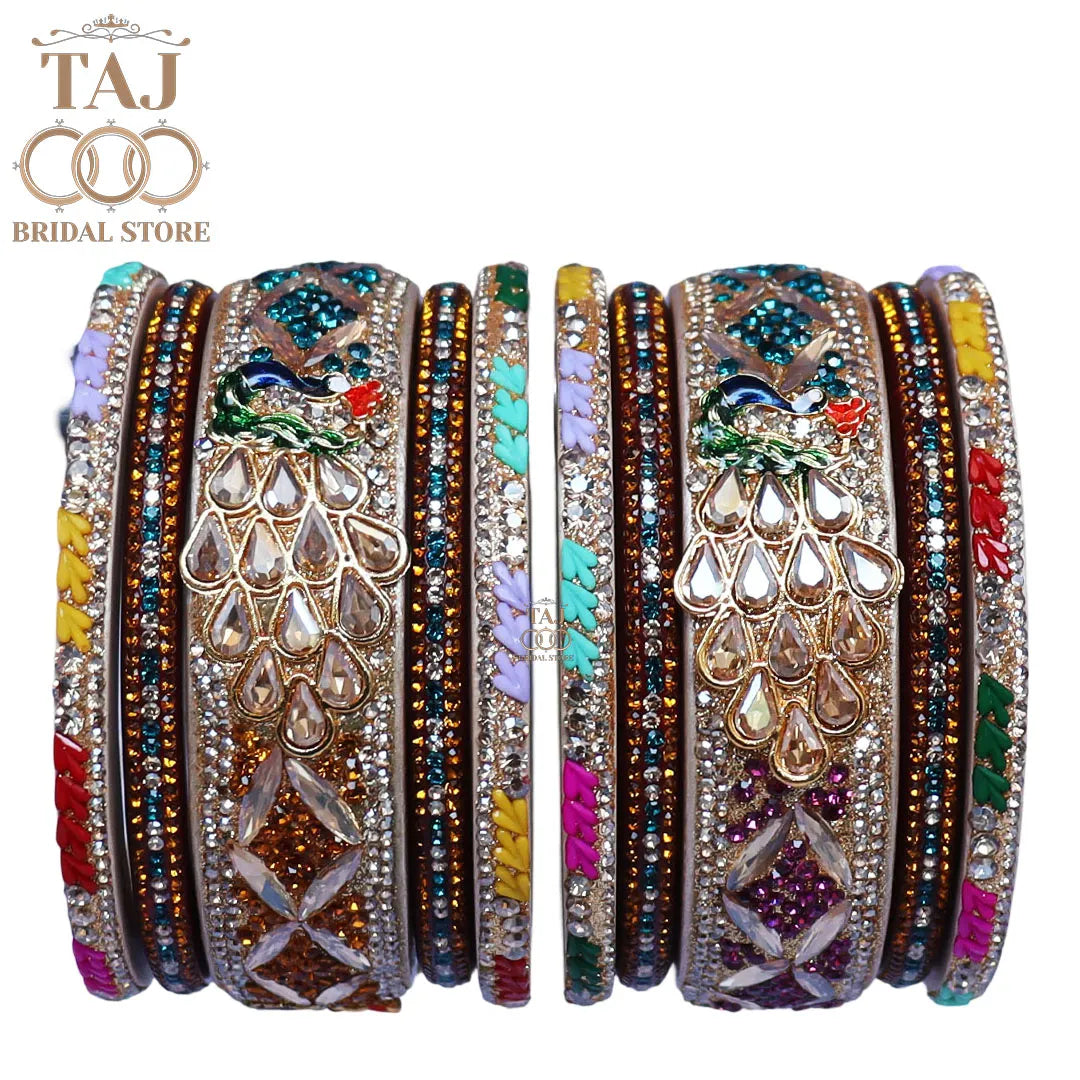 Luxurious Rajasthani Short Lac Bangles Set with Latest Peacock Design
