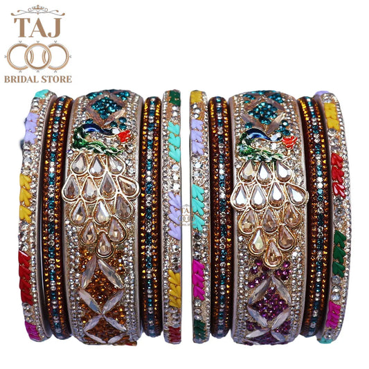Luxurious Rajasthani Short Lac Bangles Set with Latest Peacock Design