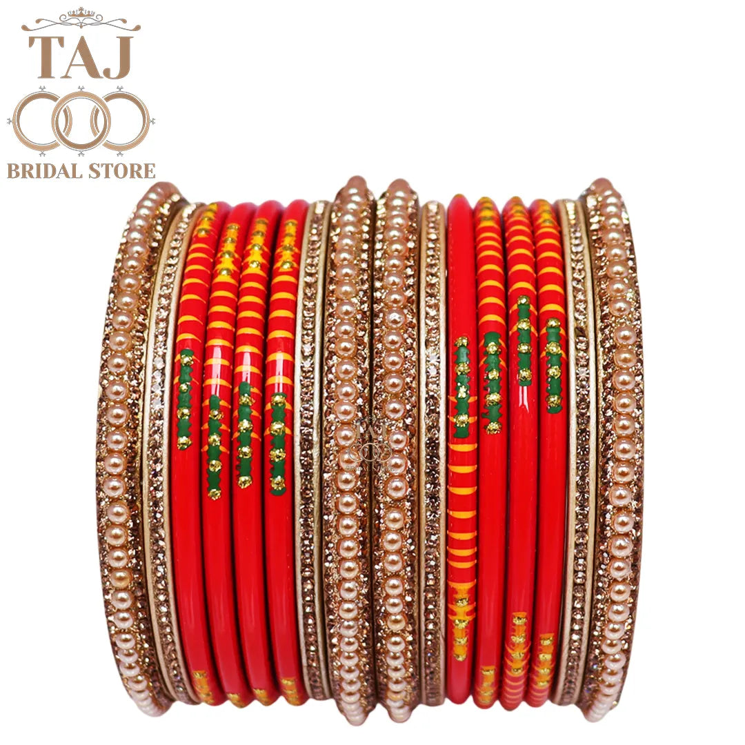 Diwali Special Short Lac Bangle Set with Beautiful Handpaint Design