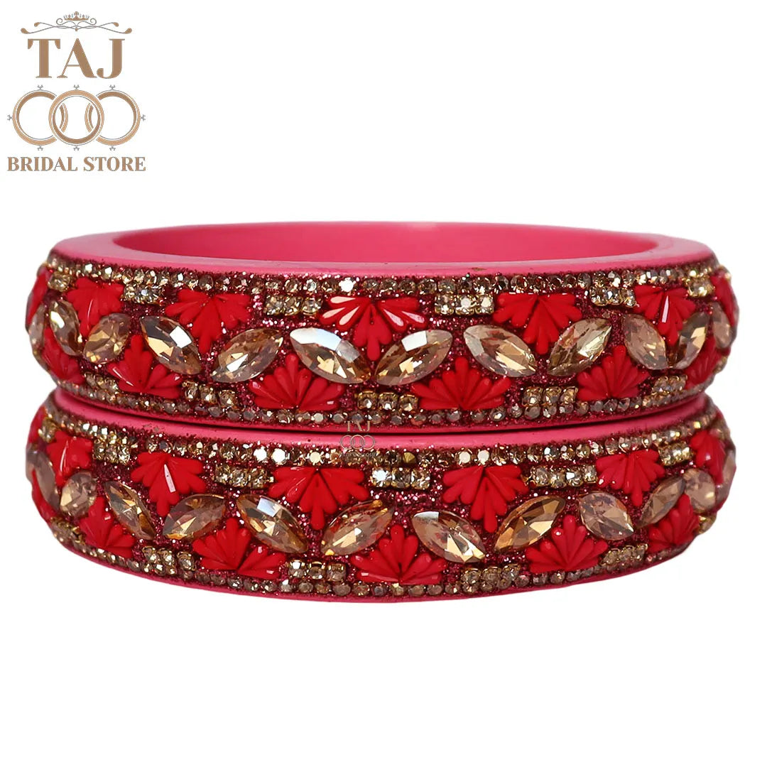 Jaipuri Stylish Lac Kada Bangles in Latest Kundan Rhinestones Design