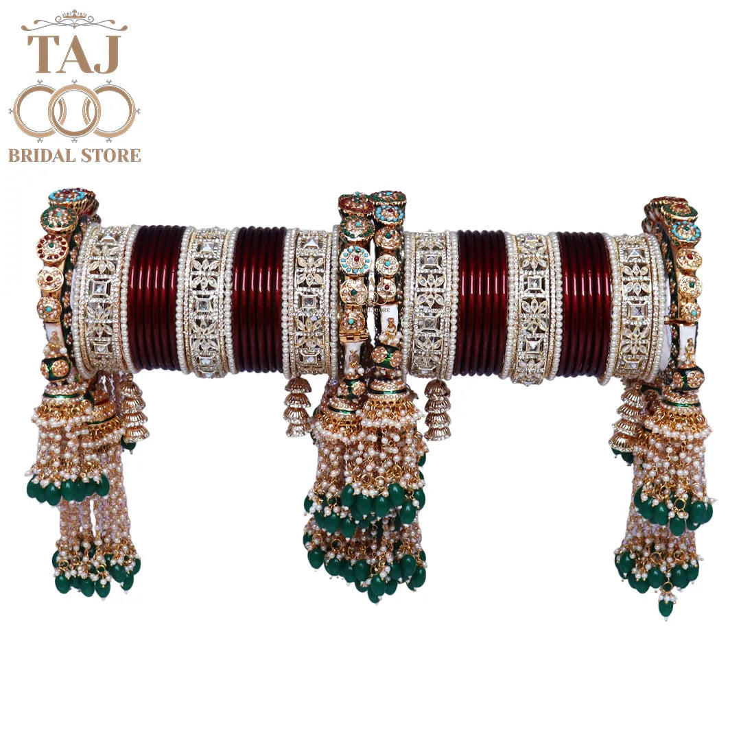 Luxurious Rajwadi Bangles Set with Best AD Bangles and Jhoomer Design