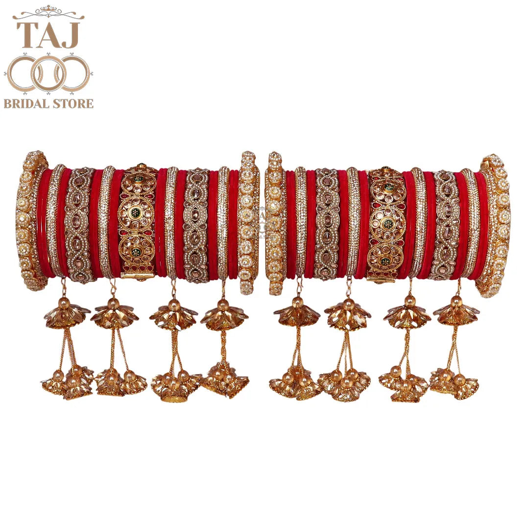 Rajwadi Style Bridal Bangles Set With Latest Traditional Hangings